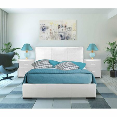 Homeroots 34.8 x 63.4 x 85.4 in. White Upholstered Queen Size Platform Bed 397039